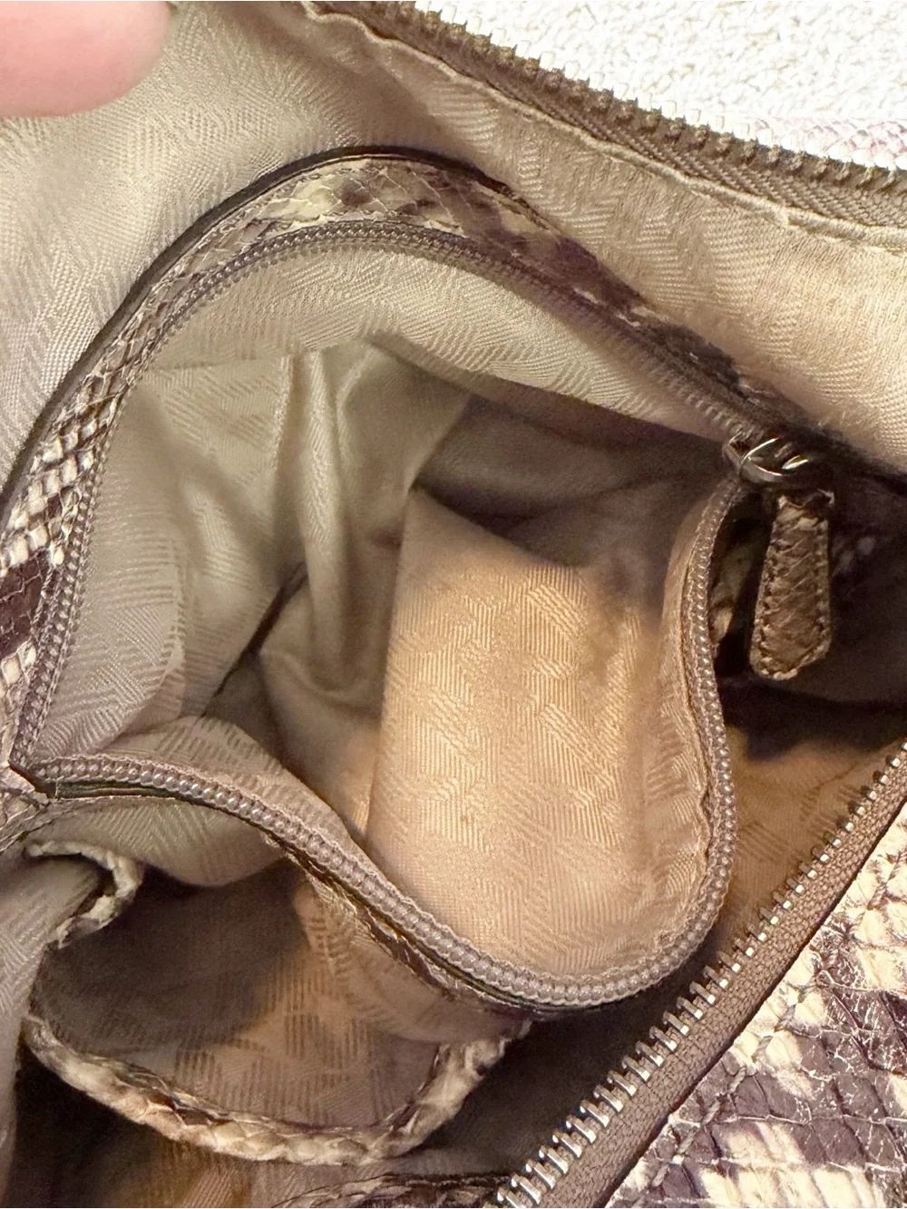 Michael Kors Matilda Snakeskin Embossed Handbag Leather Hobo Tote Statement Chic